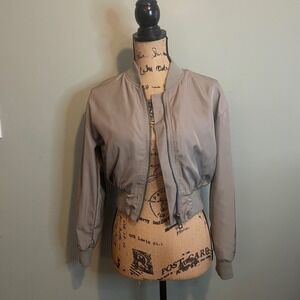 Ashley by 26 International Womens Outwear Cropped Bomber Jacket Sage Green Small